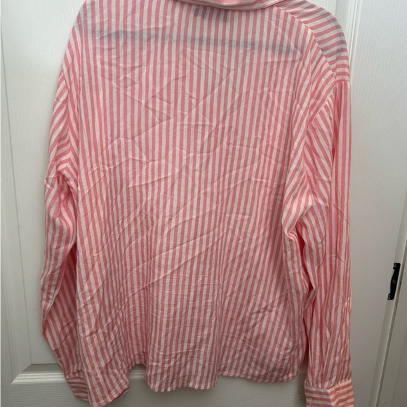 PrettyLittleThing Pink and White Striped Casual Shirt - Picture 3 of 3